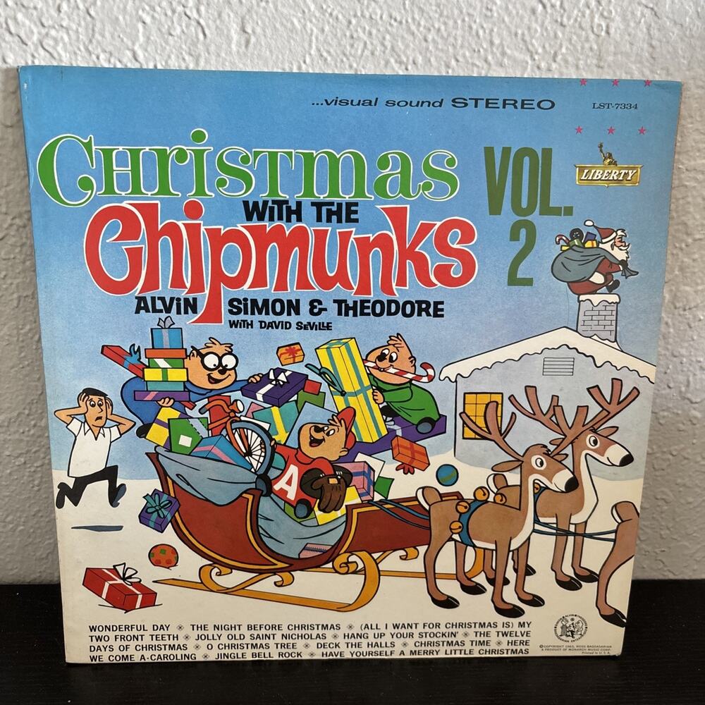 VINTAGE 1963 CHRISTMAS WITH THE CHIPMUNKS Vol. 2- Liberty Lst-7334
